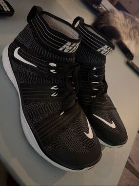 Nike Black Knit High-Top Training Sneakers with White Nike Free trainers